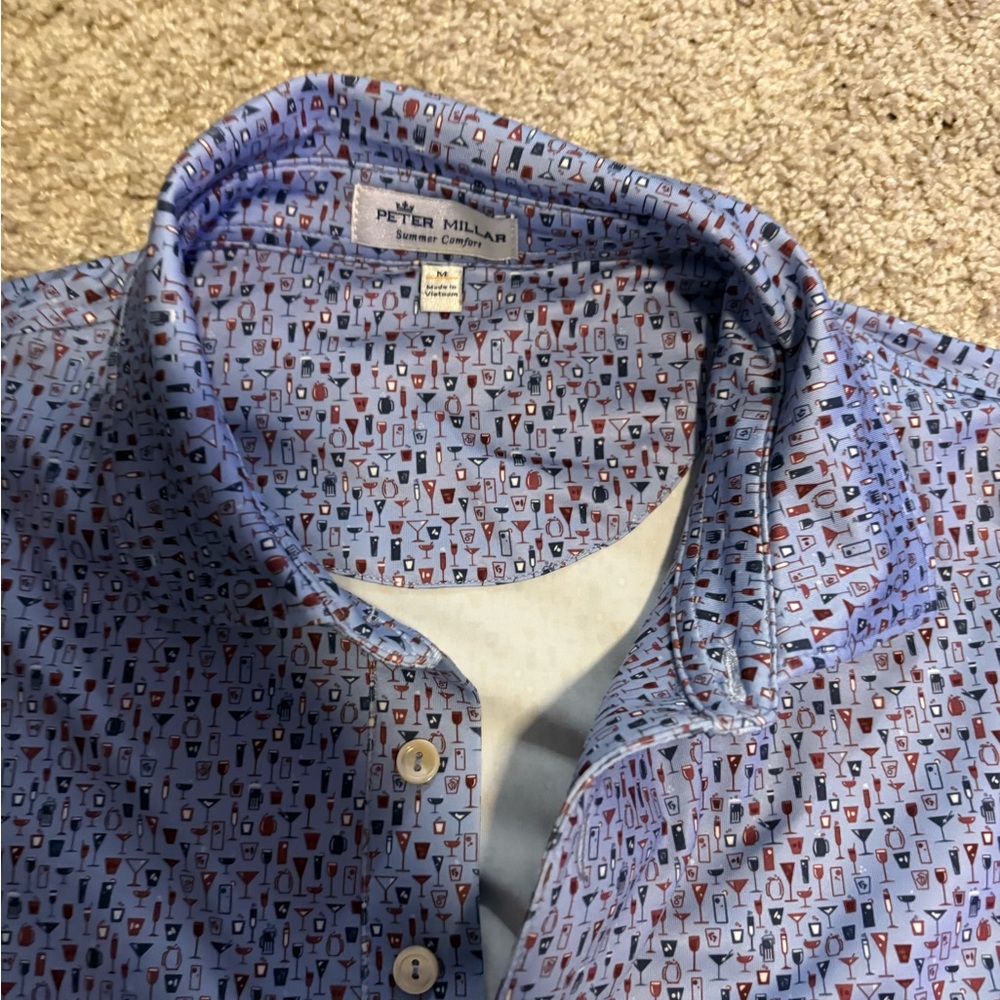 Peter Millar Geometric Blue and Red Men's Shirt